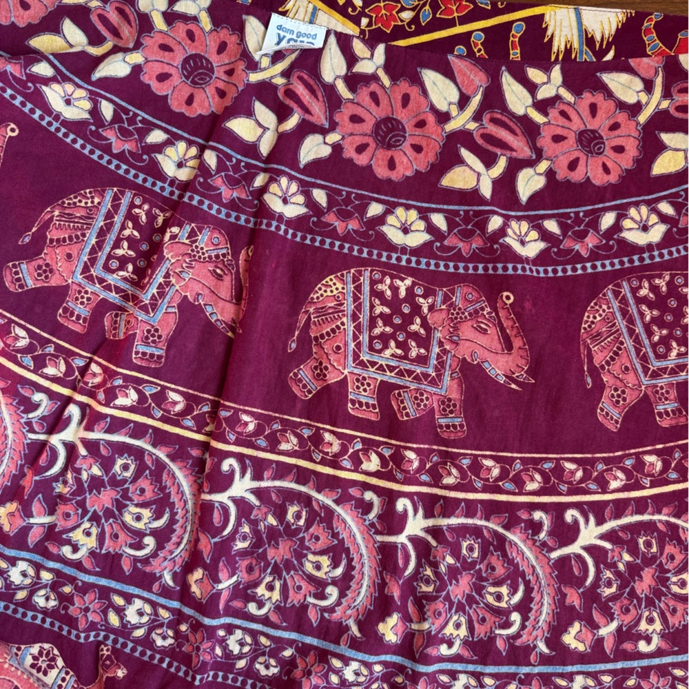 Darn Good Yarn 100% Cotton Boho Wrap Midi Skirt – Elephant and Camel Print - Picture 6 of 9